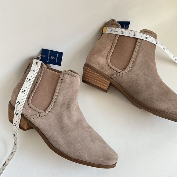 Jack Rogers Chelsea Boot Women Size 9.5M Taupe Suede Poppy Pull-on Waterproof - Picture 5 of 12